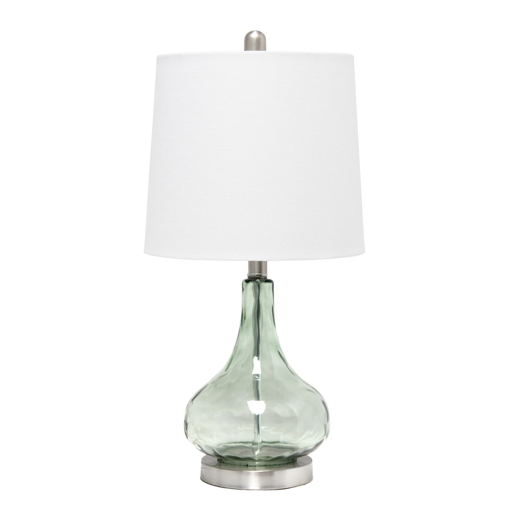 Lalia Home Rippled Glass With Fabric Shade Table Lamp, 23-1/4inH, White Shade/Sage Base