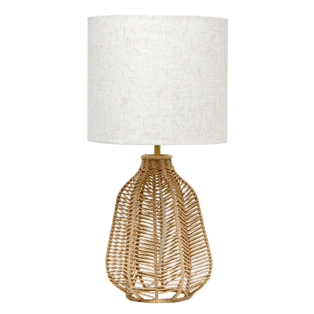 Lalia Home Vintage Rattan Wicker-Style Paper Rope Table Lamp, 21inH, Light Beige/Natural
