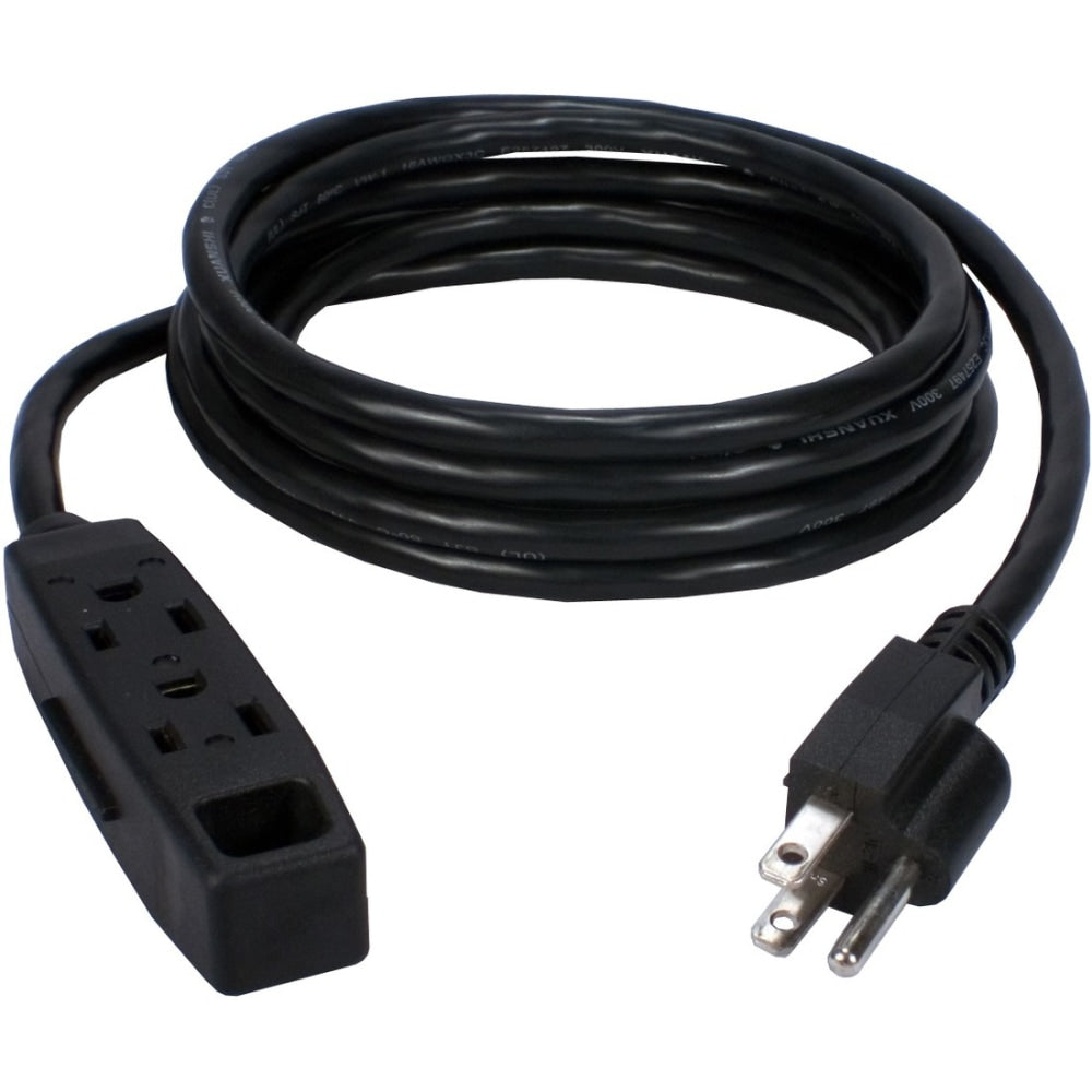 QVS 3-Outlet 3-Prong 25ft Power Extension Cord - For Computer - 120 V AC / 13 A - Black - 25 ft Cord Length - NEMA 5-15P / NEMA 5-15R - 1