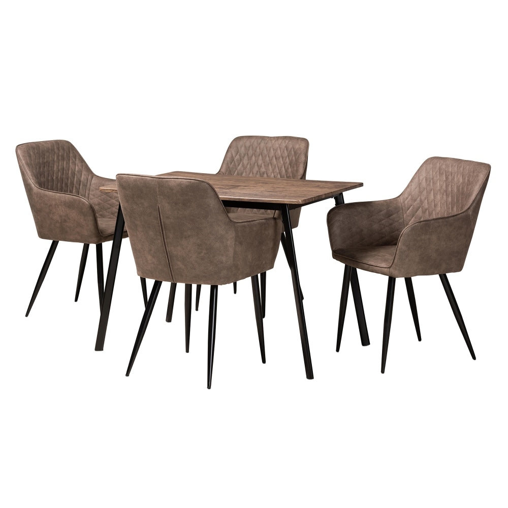 Baxton Studio Belen 5-Piece Dining Set, Gray/Black