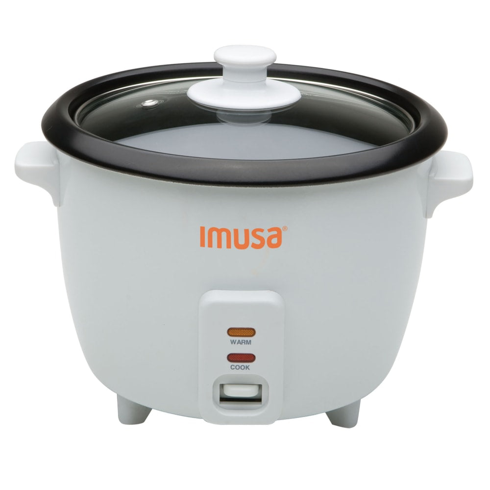 IMUSA Electric Non-Stick 3-Cup Rice Cooker, 7-1/2inH x 8-11/16inW x 8-11/16inD, White