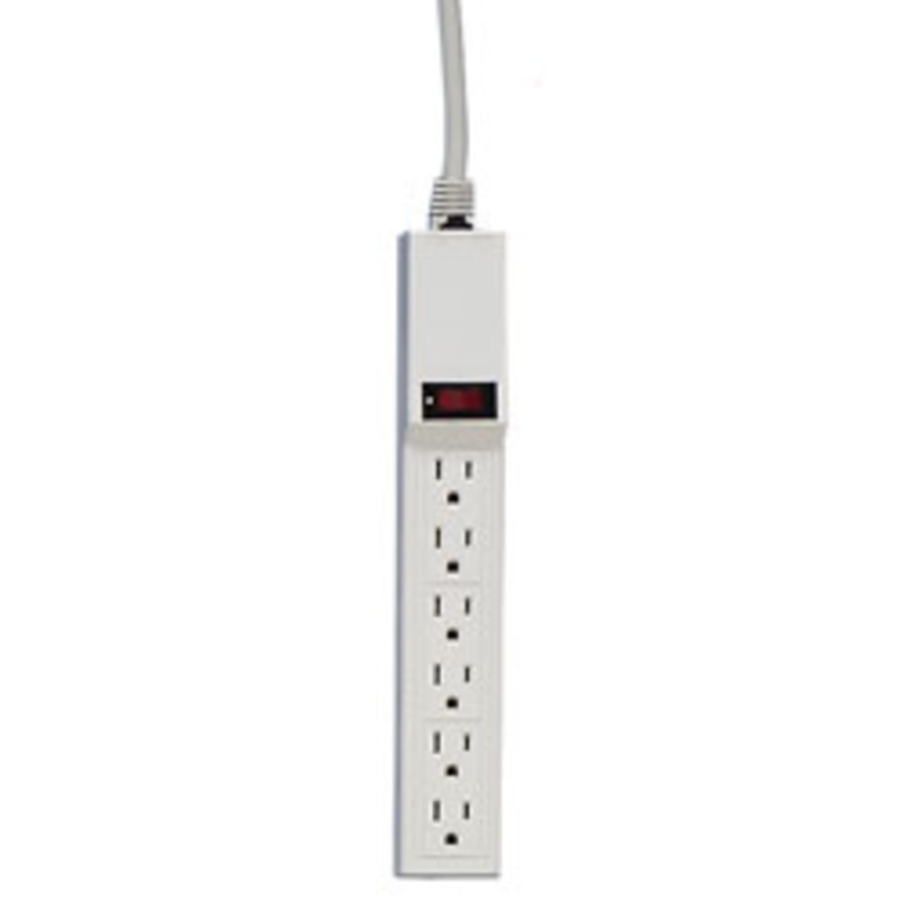 Compucessory 6-Outlet Power Strip, 6ft Cord, Gray