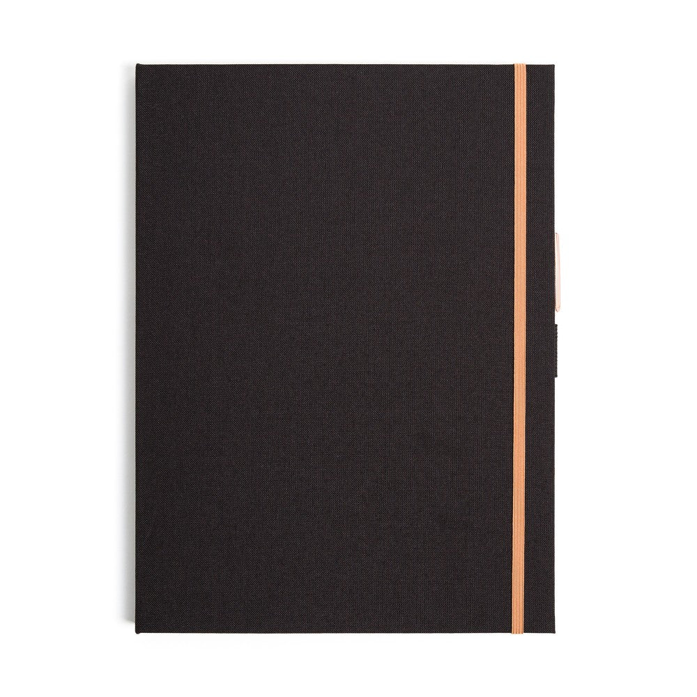 U Brands Linen Padfolio With Porous Pen, 12-1/2in x 9-3/4in, Black