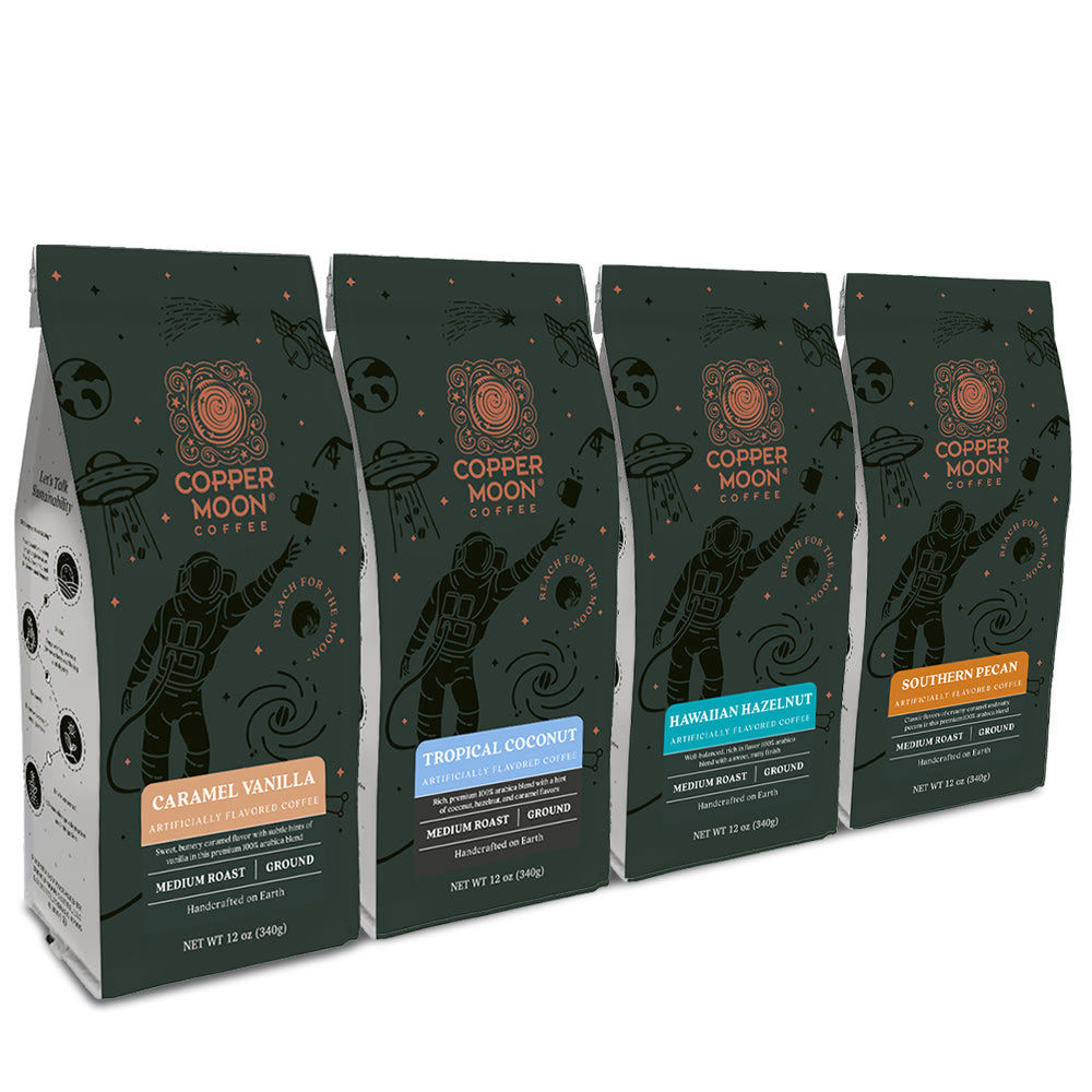 Copper Moon Ground Coffee, Flavored Variety Pack, 12 Oz Bag, Pack Of 4 Bags