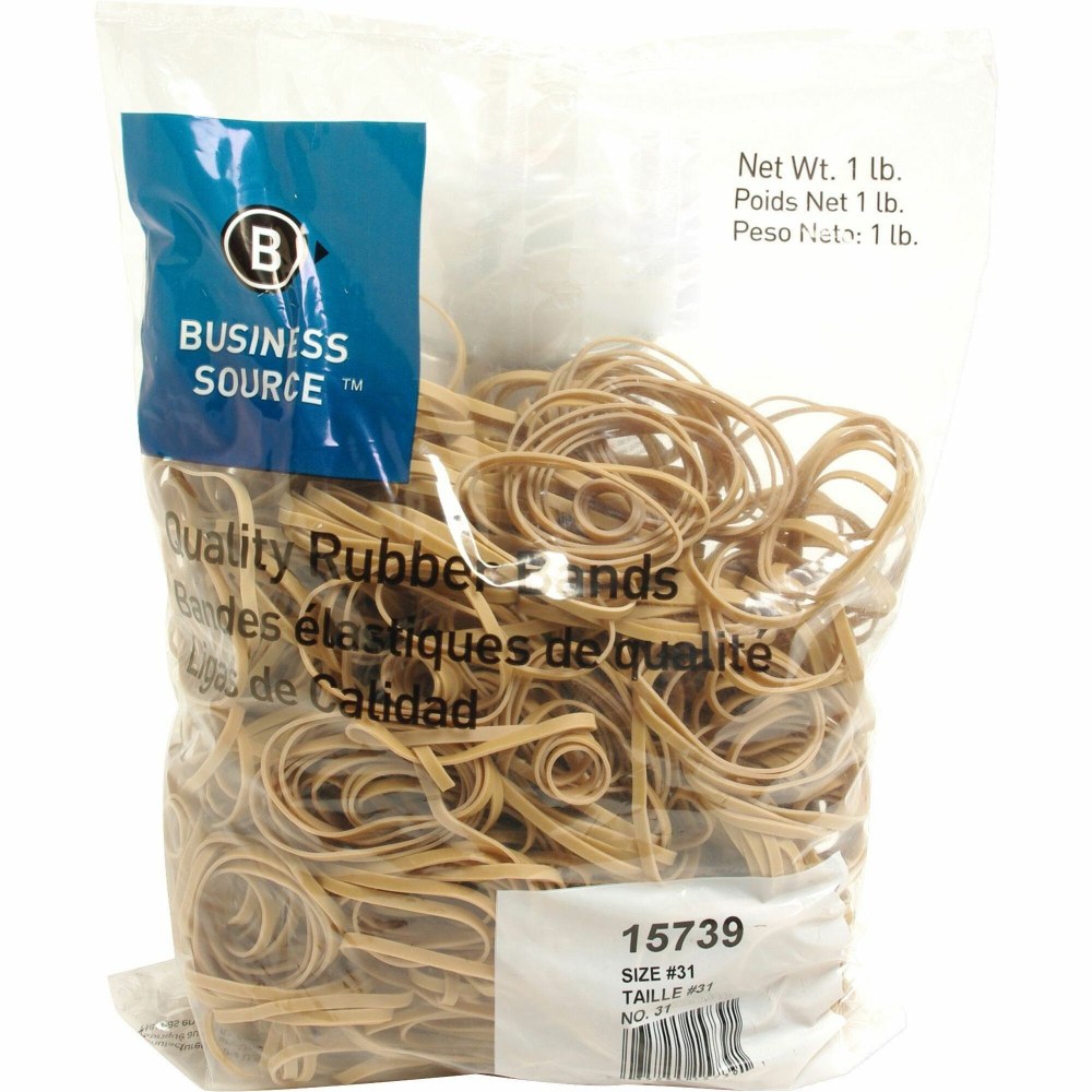 Business Source Quality Rubber Bands - Size: #31 - 2.5in Length x 0.1in Width - Sustainable - 850 / Pack - Rubber - Crepe