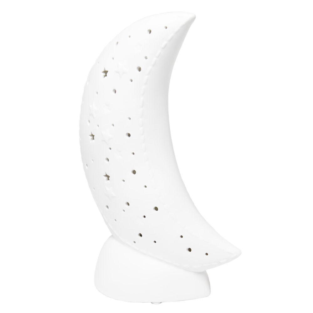 Simple Designs Porcelain Moon-Shaped Table Lamp, 10-3/16inH, White