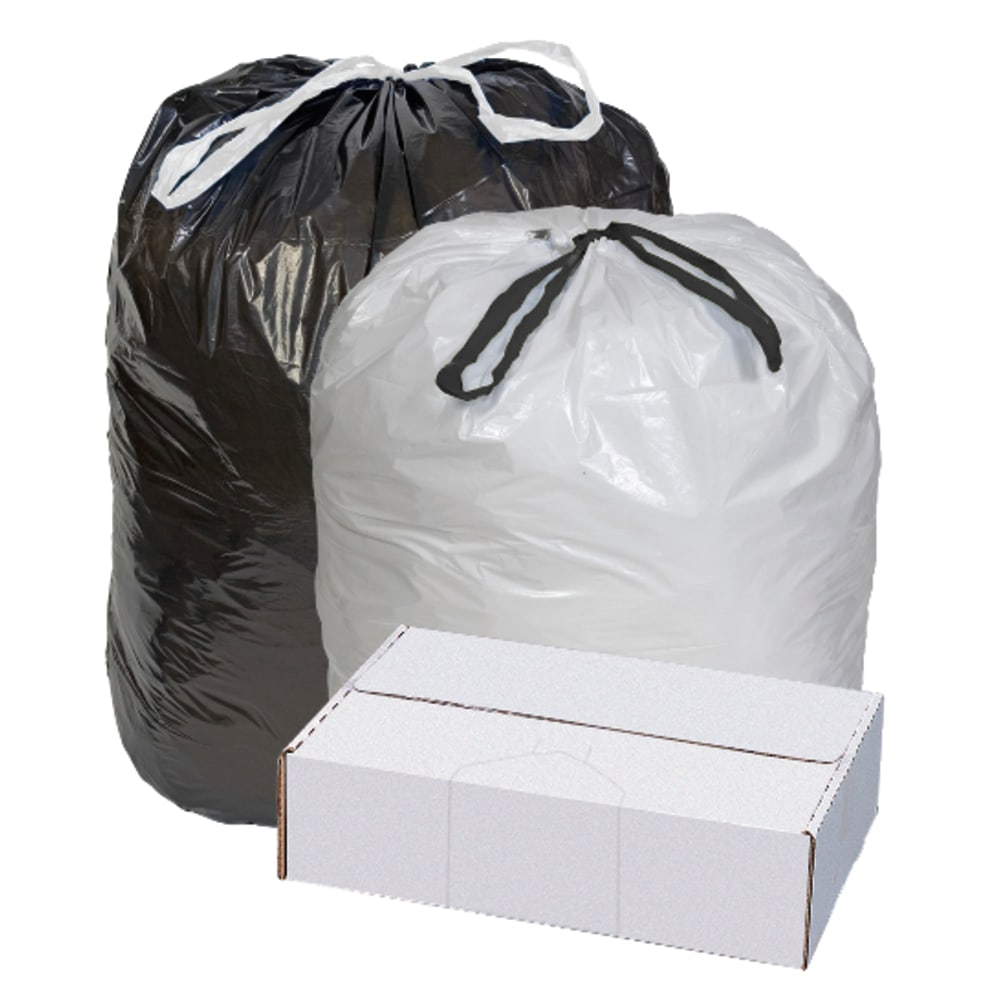 Highmark Draw And Tie Can Liners, 0.8 mil, 33 Gallons, 33in x 38in, Black, Box Of 150