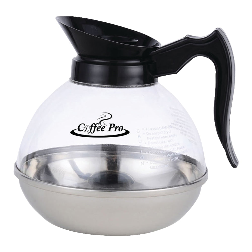 Coffee Pro 12-Cup Unbreakable Coffee Decanter, Black/Clear/Silver