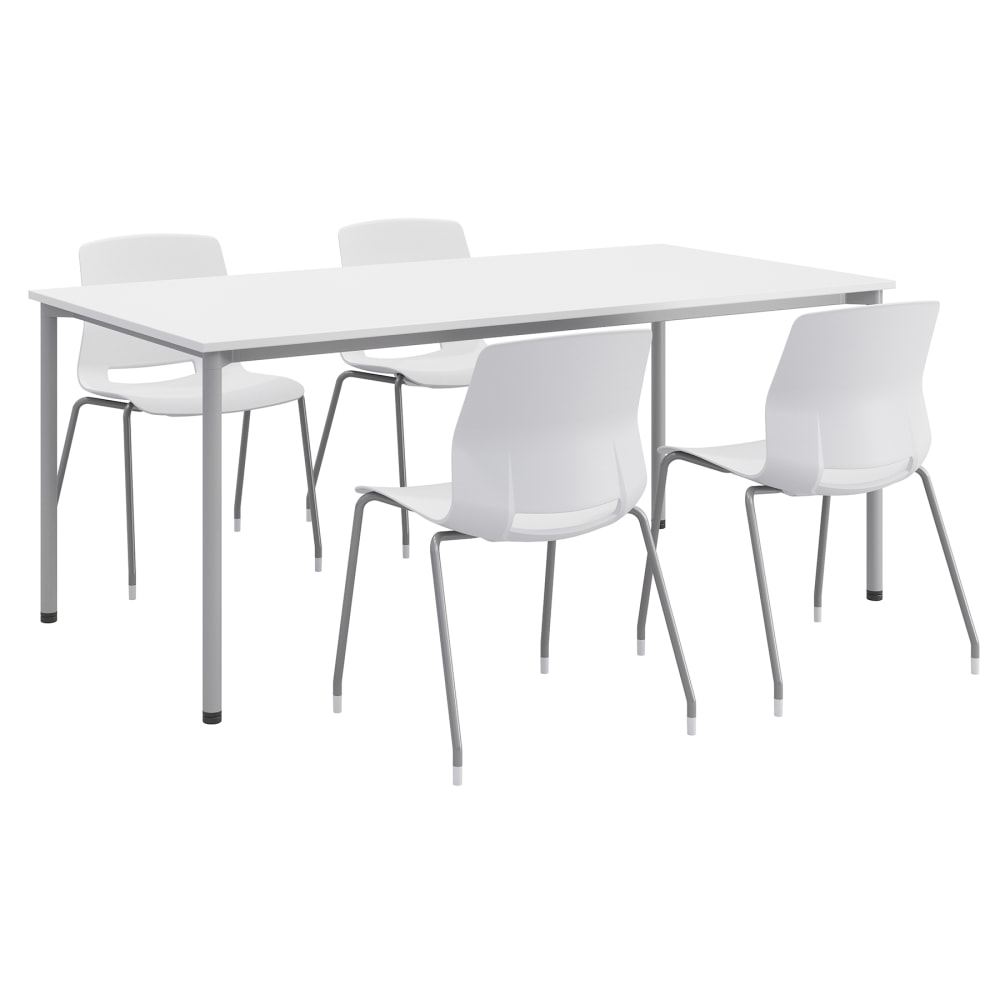 KFI Studios Dailey Table With 4 Chairs, White/Silver