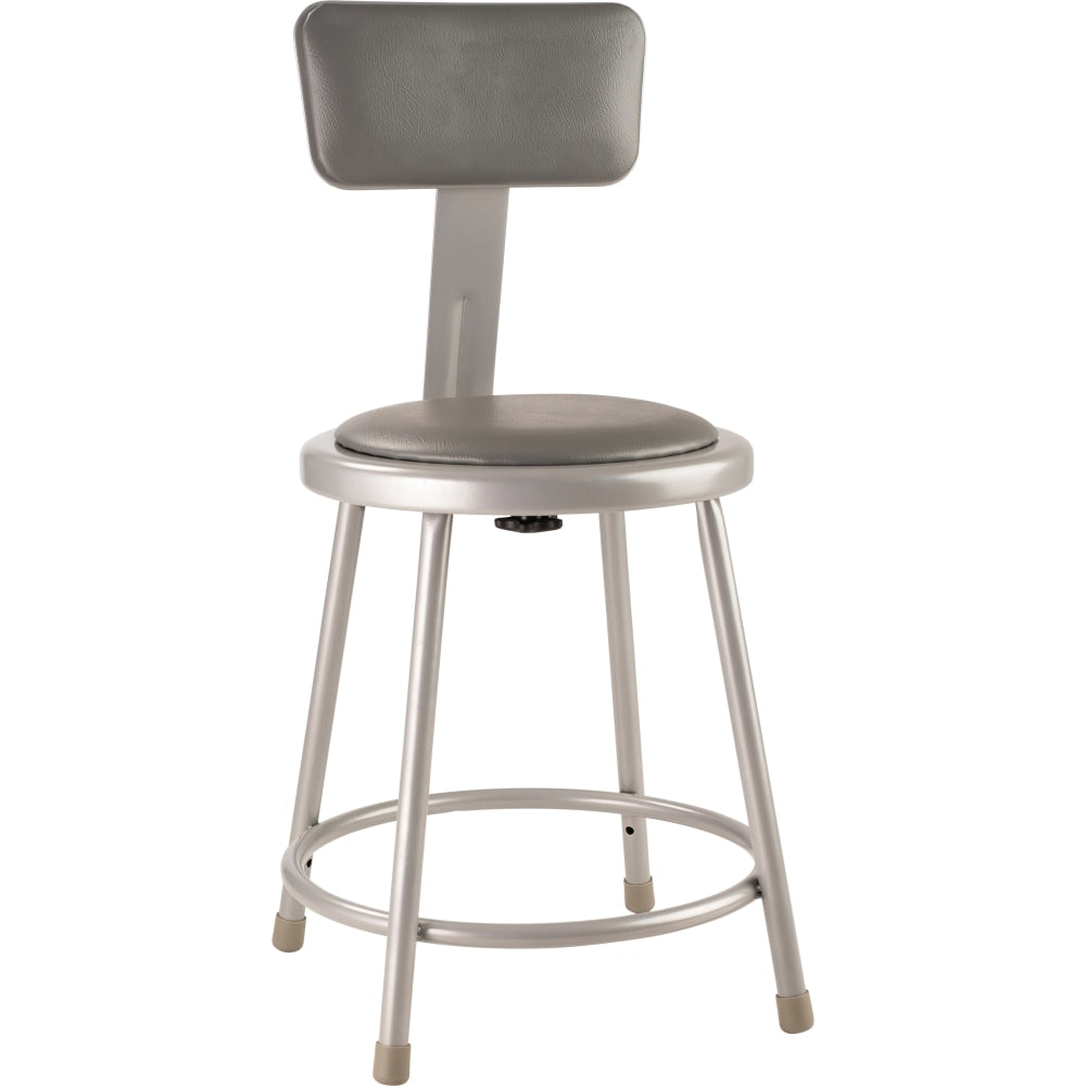 National Public Seating Vinyl-Padded Stool With Back, 18inH, Gray