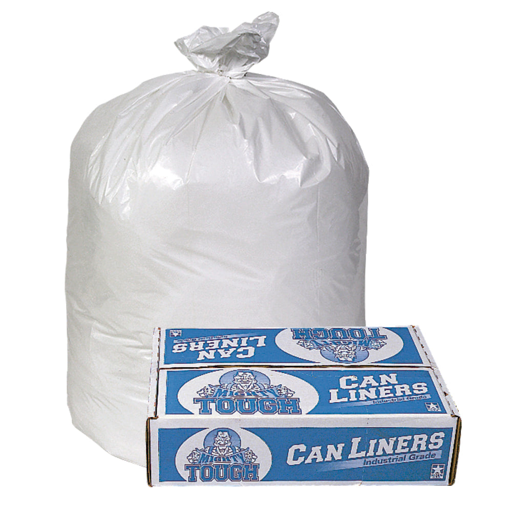 Pitt Plastics Mighty Tough 0.75-mil Can Liners, 20 - 30 Gallons, 30in x 36in, White, 25 Bags Per Roll, Case Of 8 Rolls