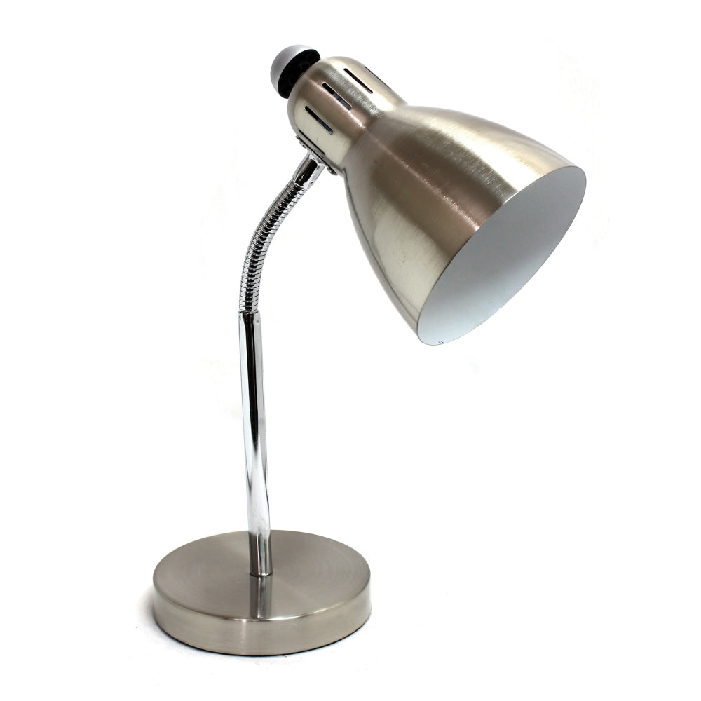 Simple Designs Semi-Flexible Desk Lamp, 16.53inH, Brushed Nickel