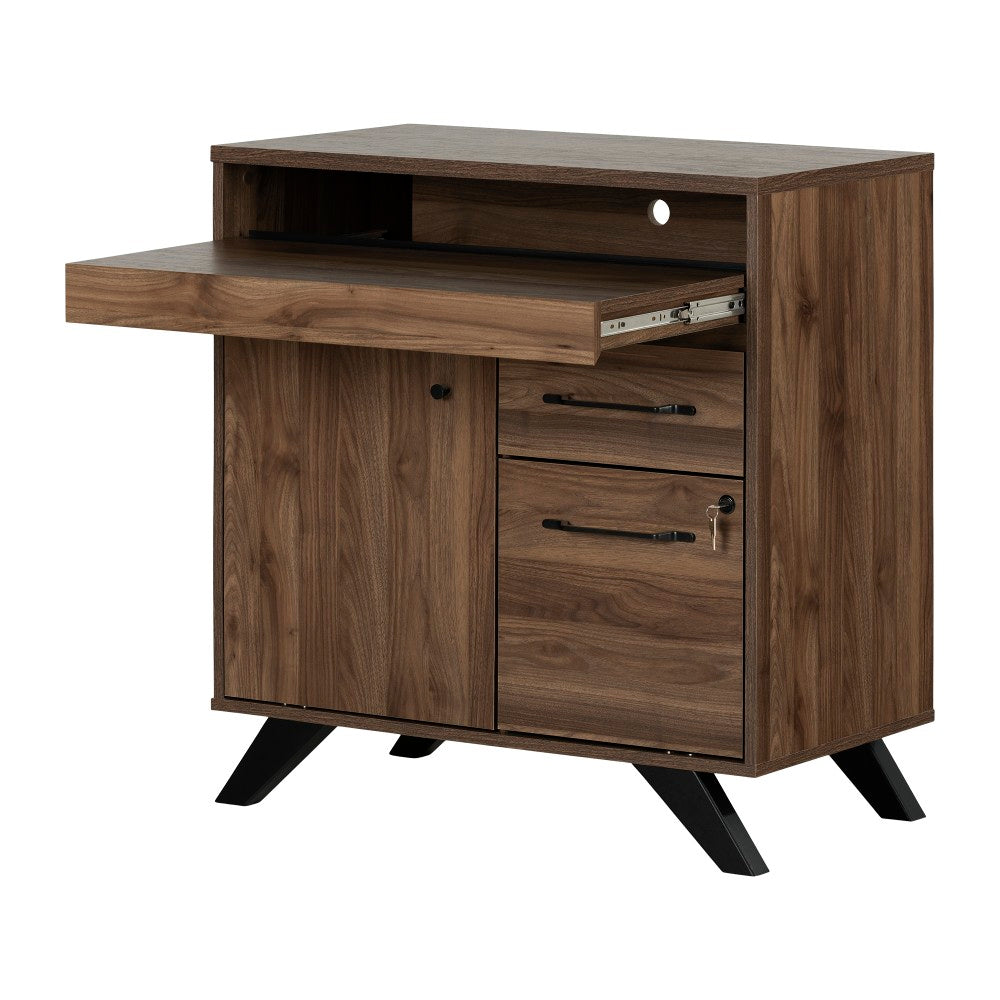 South Shore Flam 33inW Multi-Function Secretary Desk, Natural Walnut