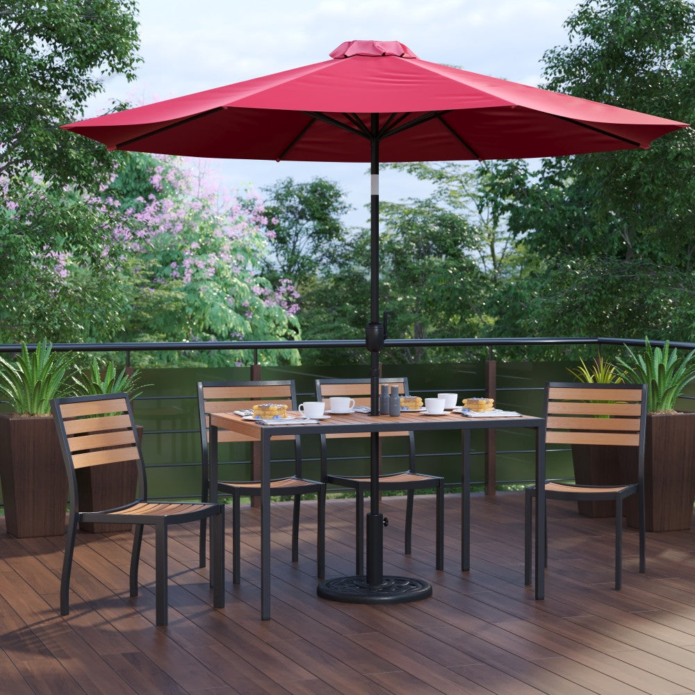 Flash Furniture Lark 7-Piece All-Weather Patio Set, 29-1/2inH x 30inW x 48inD, Red