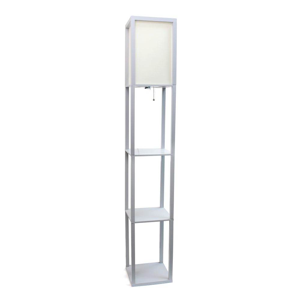 Simple Designs Floor Lamp With Etagere Organizer, 62-3/4inH, White Shade/Gray Base