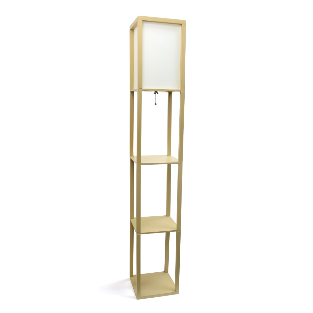 Simple Designs Floor Lamp With Etagere Organizer, 62-3/4inH, White Shade/Tan Base