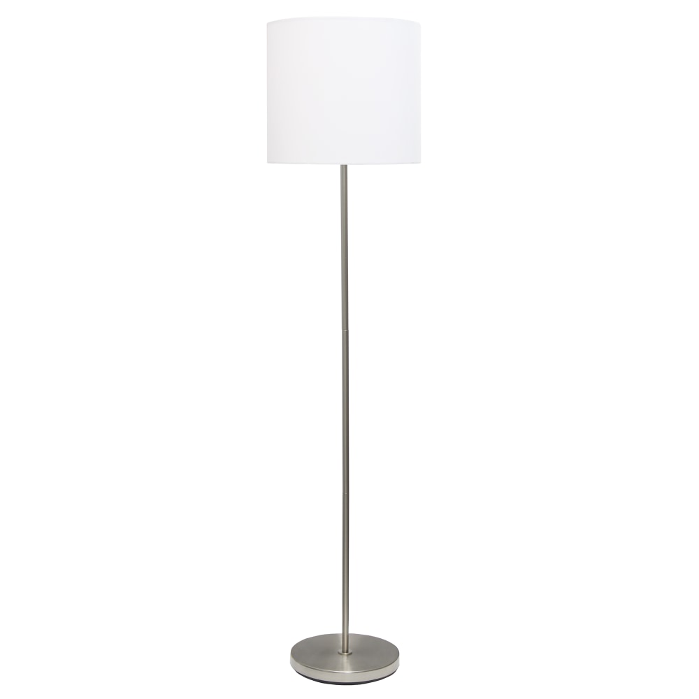 Simple Designs Floor Lamp, 58inH, White Shade/Brushed Nickel Base