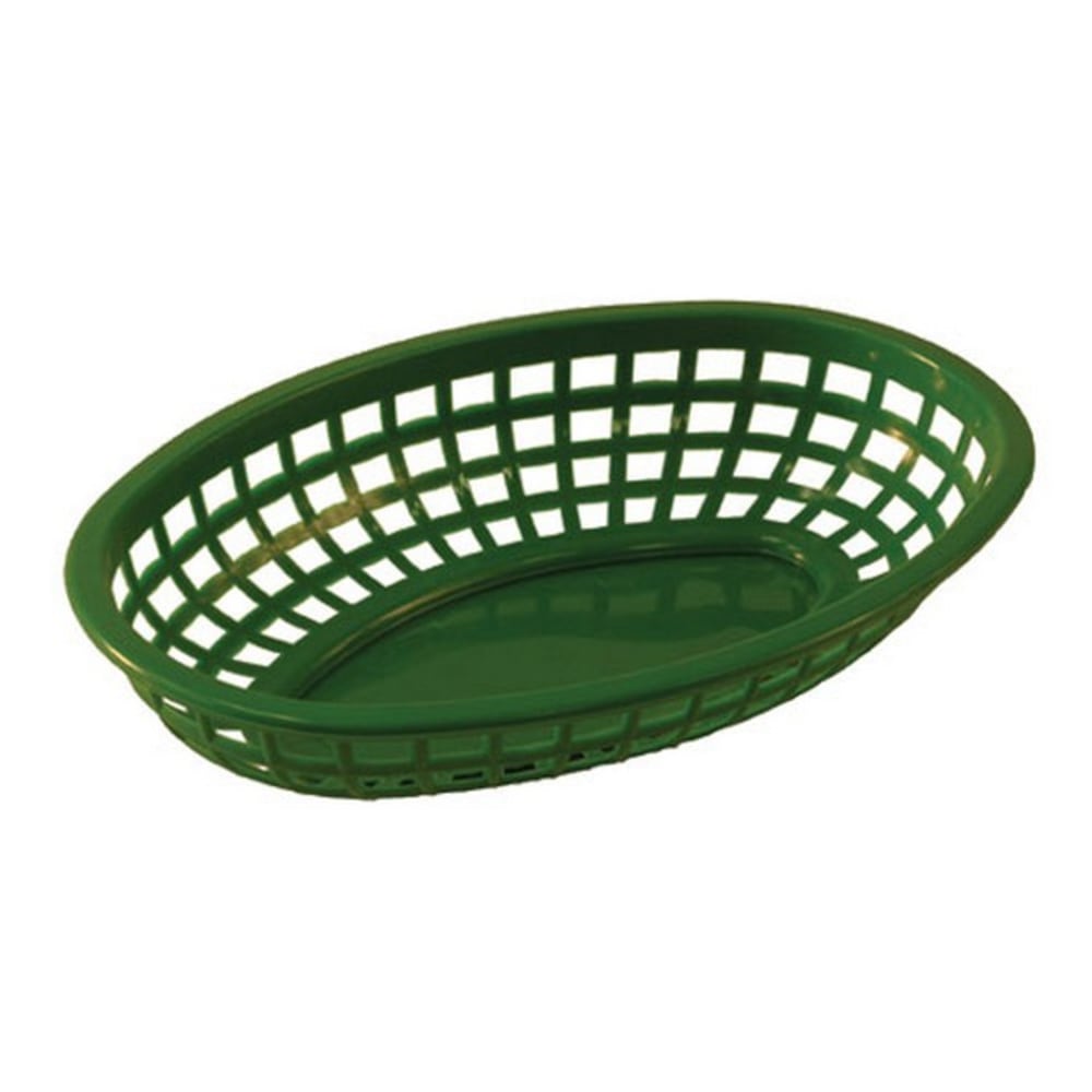 Tablecraft Oval Plastic Serving Baskets, 1-7/8inH x 6inW x 9-3/8inD, Green, Pack Of 12 Baskets