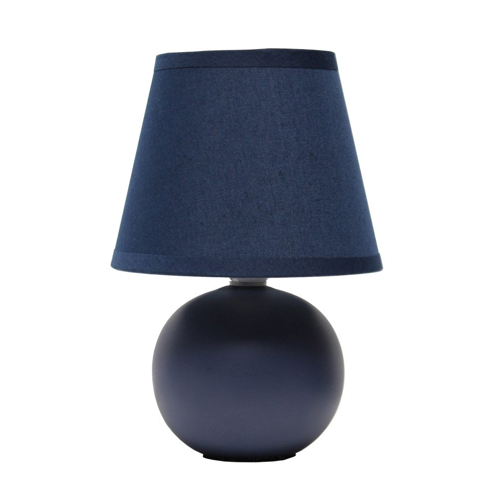 Simple Designs Mini Ceramic Globe Table Lamp, 8-11/16inH, Blue Shade/Blue Base