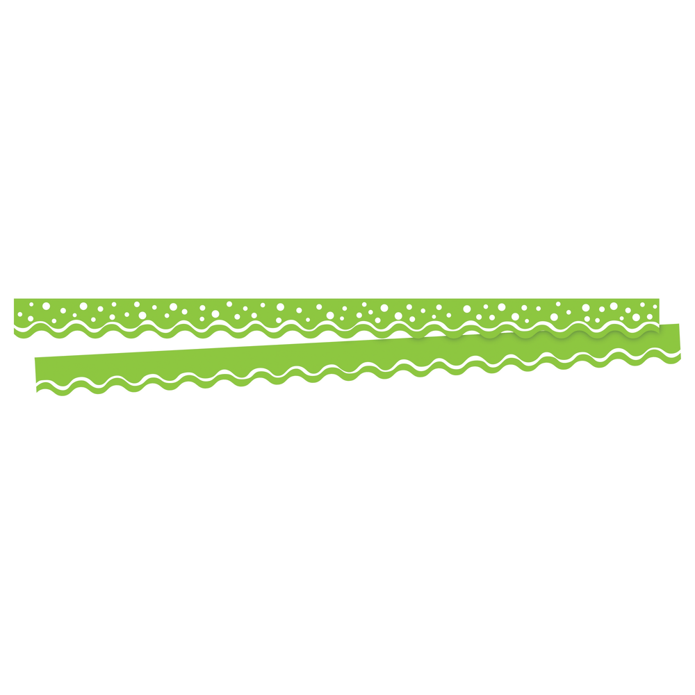 Barker Creek Scalloped-Edge Border Strips, 2 1/4in x 36in, Happy Lime, Pre-K To College, Pack Of 26