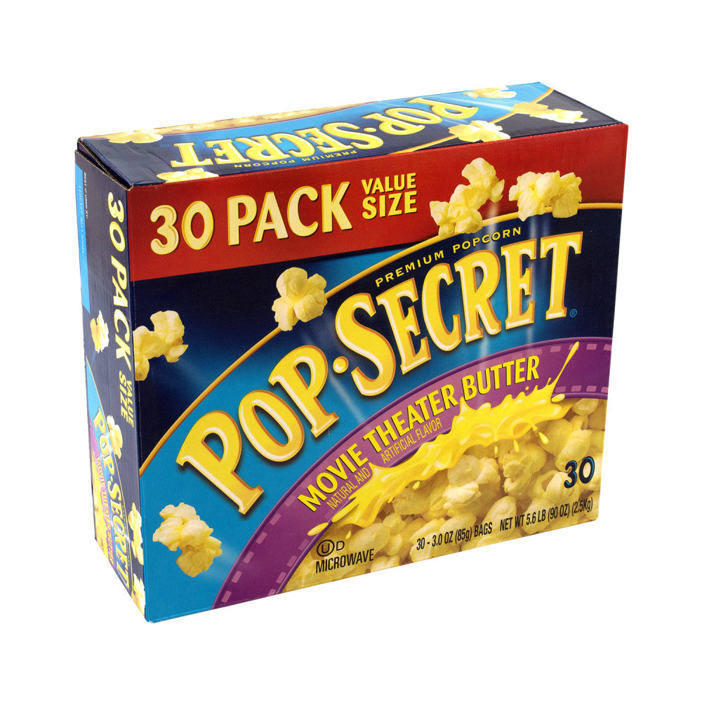 Pop Secret Premium Popcorn, Movie Theater Butter, 3 Oz, Pack Of 30