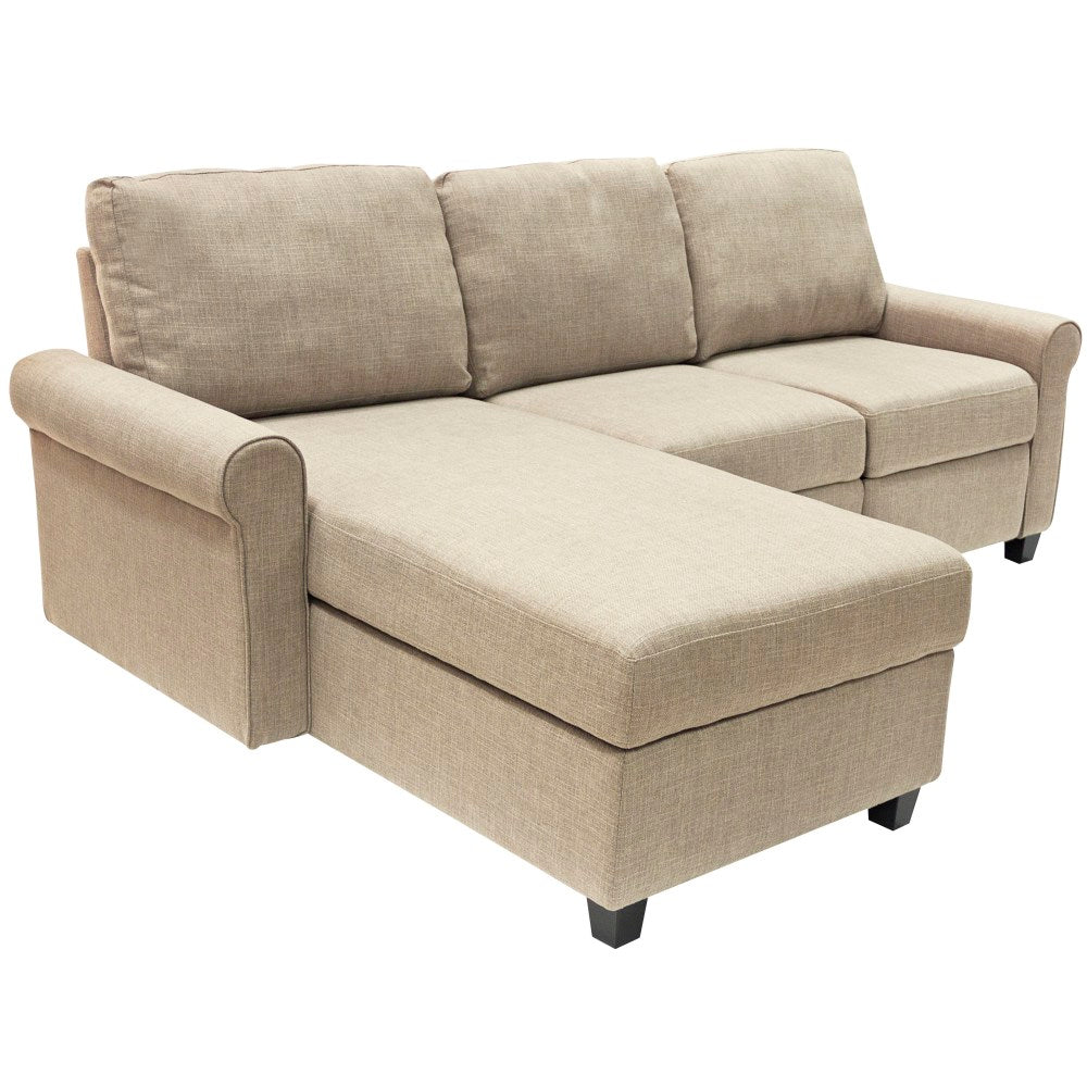 Serta Copenhagen Reclining Sectional With Storage Chaise, Left, Beige/Espresso