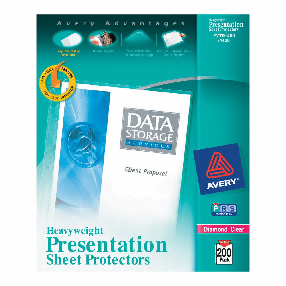Avery Diamond Clear Heavyweight Sheet Protectors, 8 1/2in x 11in, Top Loading, Pack Of 200