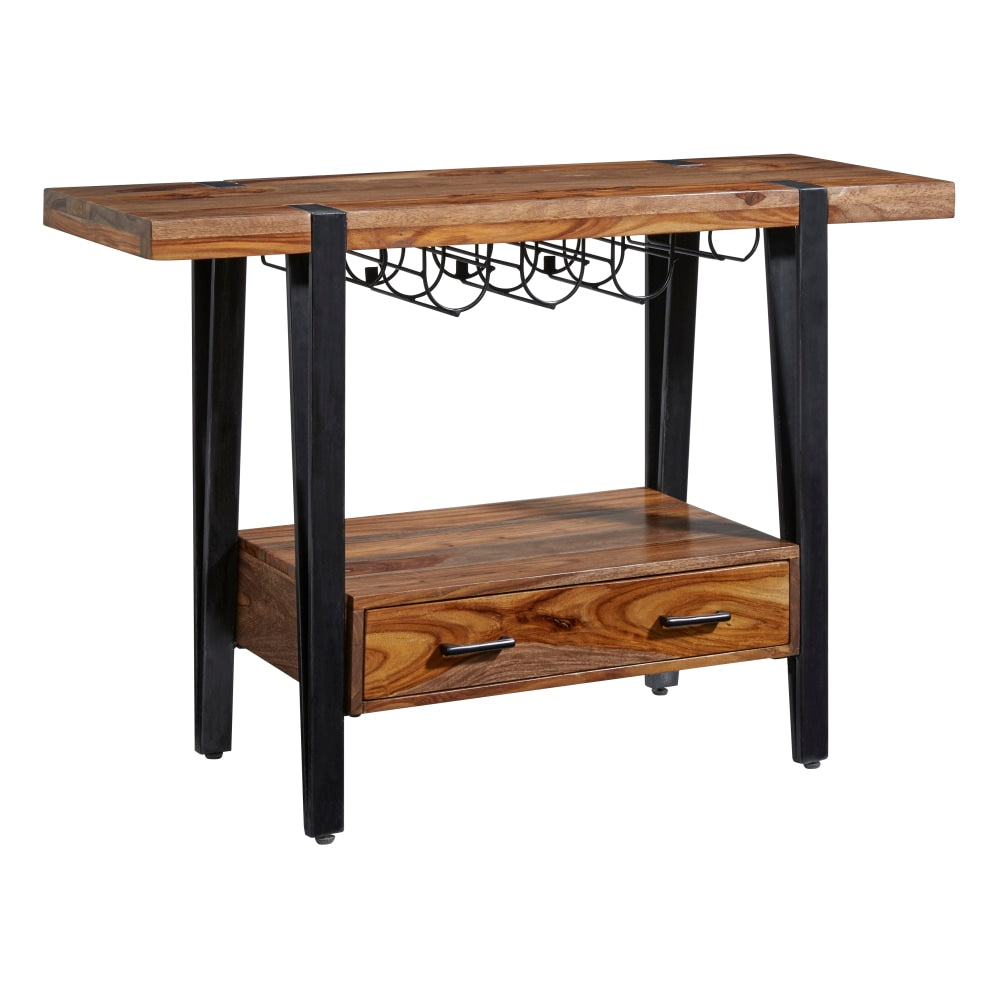 Coast to Coast Cain Wine Console, 32inH x 47inW x 17inD, Brownstone Nut Brown