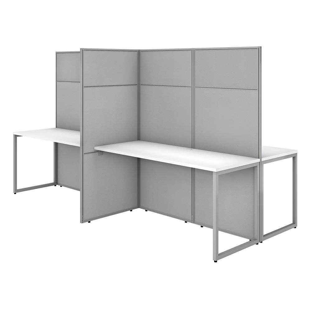 Bush Business Furniture Easy Office 60inW 4-Person Cubicle Desk Workstation With 66inH Panels, Pure White/Silver Gray, Standard Delivery