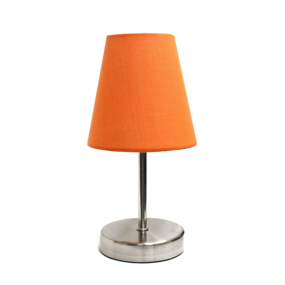 Simple Designs Sand Nickel Mini Basic Table Lamp with Orange Fabric Shade