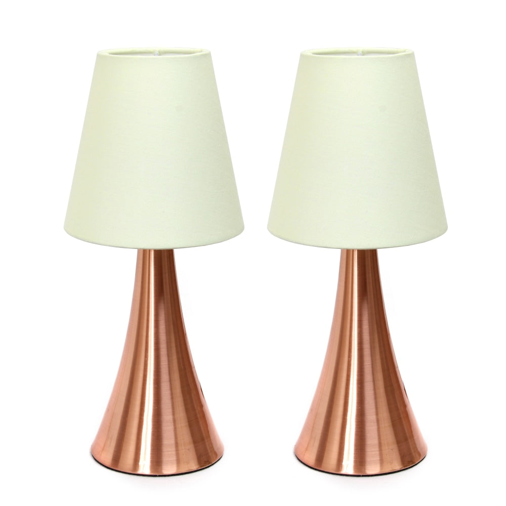 Simple Designs Valencia Mini Touch Table Lamps, 11-7/16inH, Cream Shade/Rose Gold Base, Set Of 2 Lamps