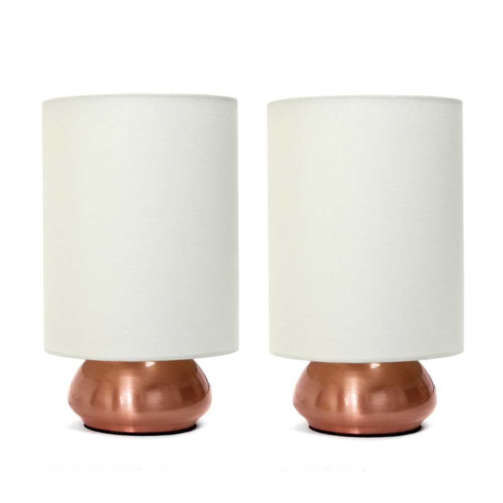 Simple Designs Gemini Mini Touch Table Lamps, 8-7/8inH, Cream Shade/Rose Gold Base, Set Of 2 Lamps
