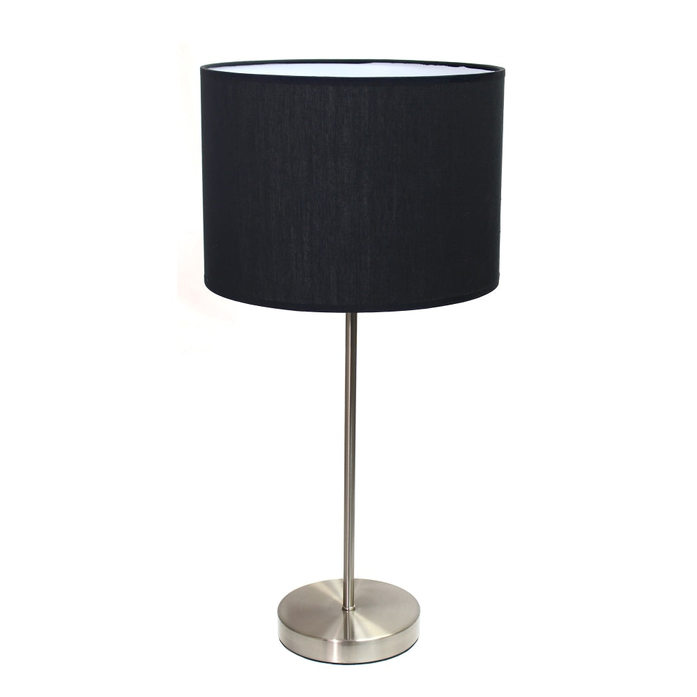 Simple Designs Stick Lamp with Fabric Shade, 22.4inH, Black/Brushed Nickel