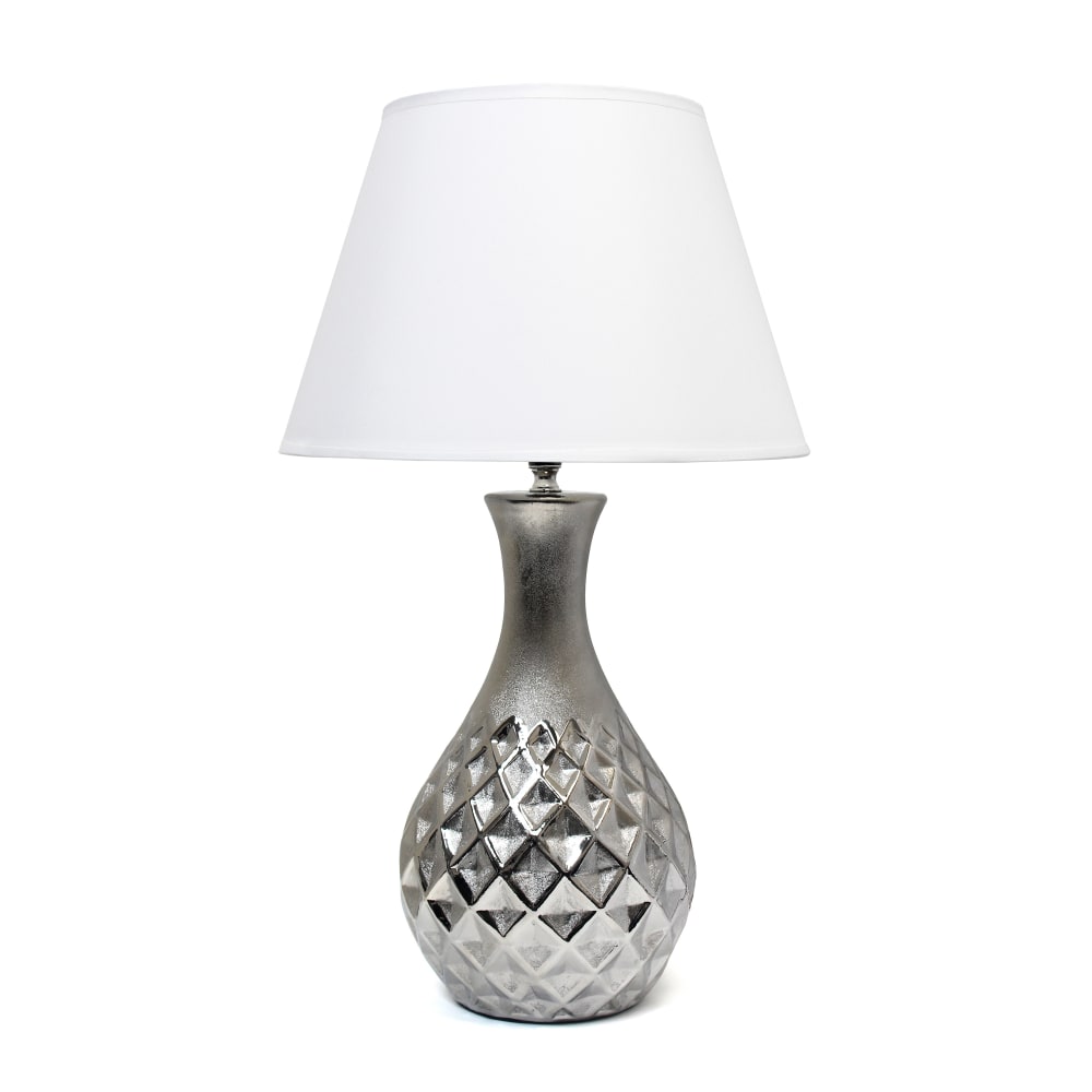 Elegant Designs Juliet Ceramic Table Lamp, 20.47inH, White/Metallic Silver