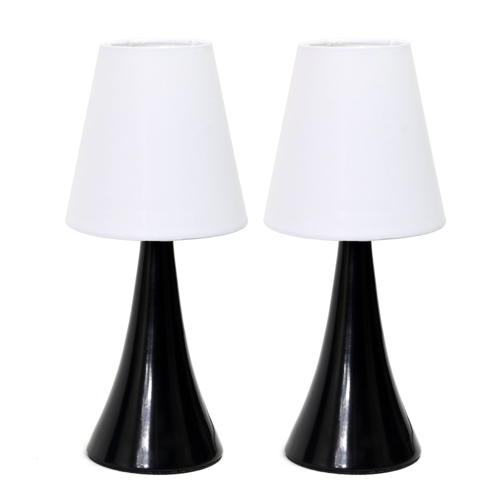 Simple Designs Valencia Colors Mini Touch Table Lamps, 11-7/16inH, White Shade/Black Base, Set Of 2 Lamps
