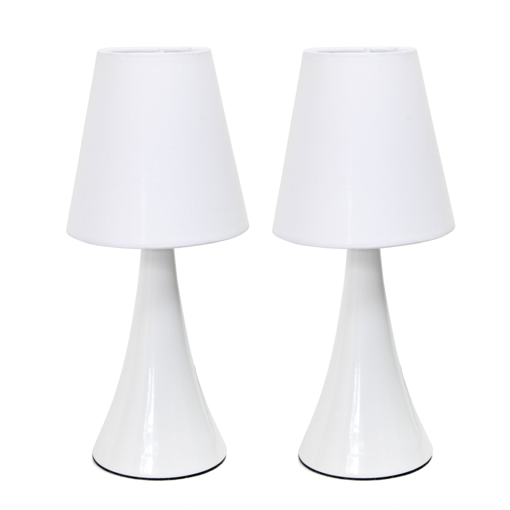 Simple Designs Valencia Colors Mini Touch Table Lamps, 11-7/16inH, White Shade/White Base, Set Of 2 Lamps