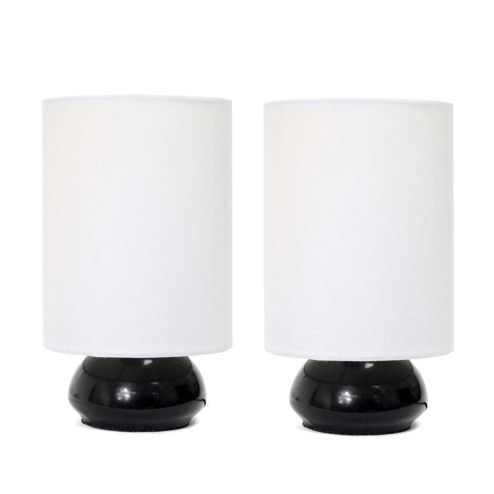 Simple Designs Gemini Colors Mini Touch Table Lamps, 8-7/8inH, White Shade/Black Base, Set Of 2 Lamps