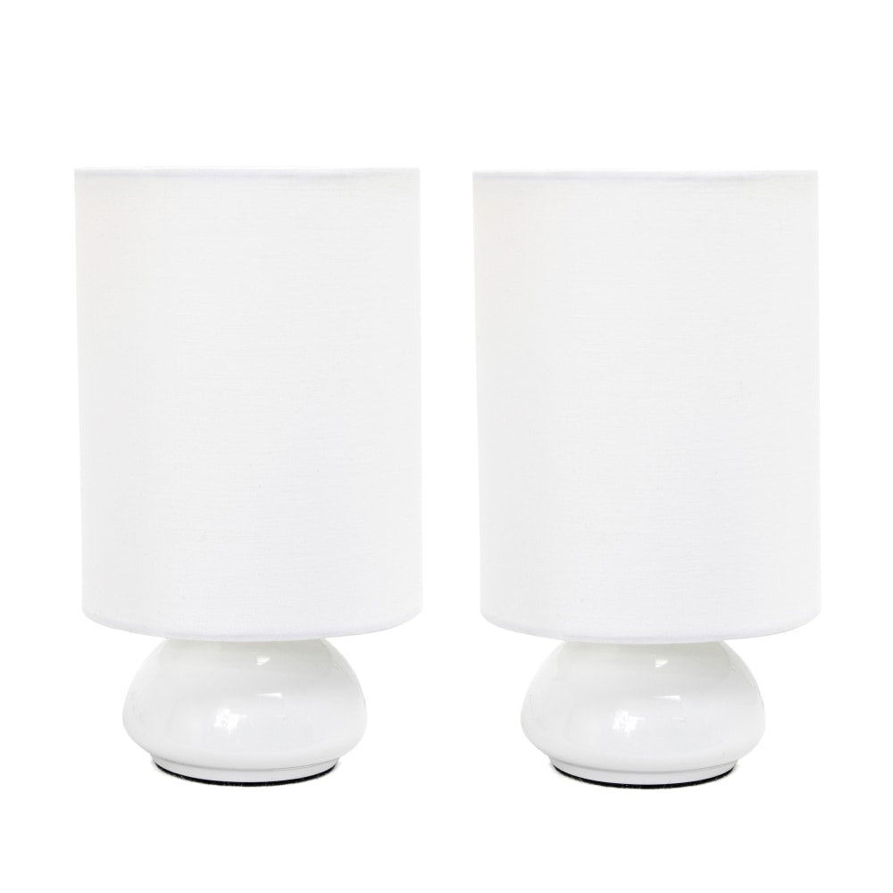 Simple Designs Gemini Colors Mini Touch Table Lamps, 8-7/8inH, White Shade/White Base, Set Of 2 Lamps