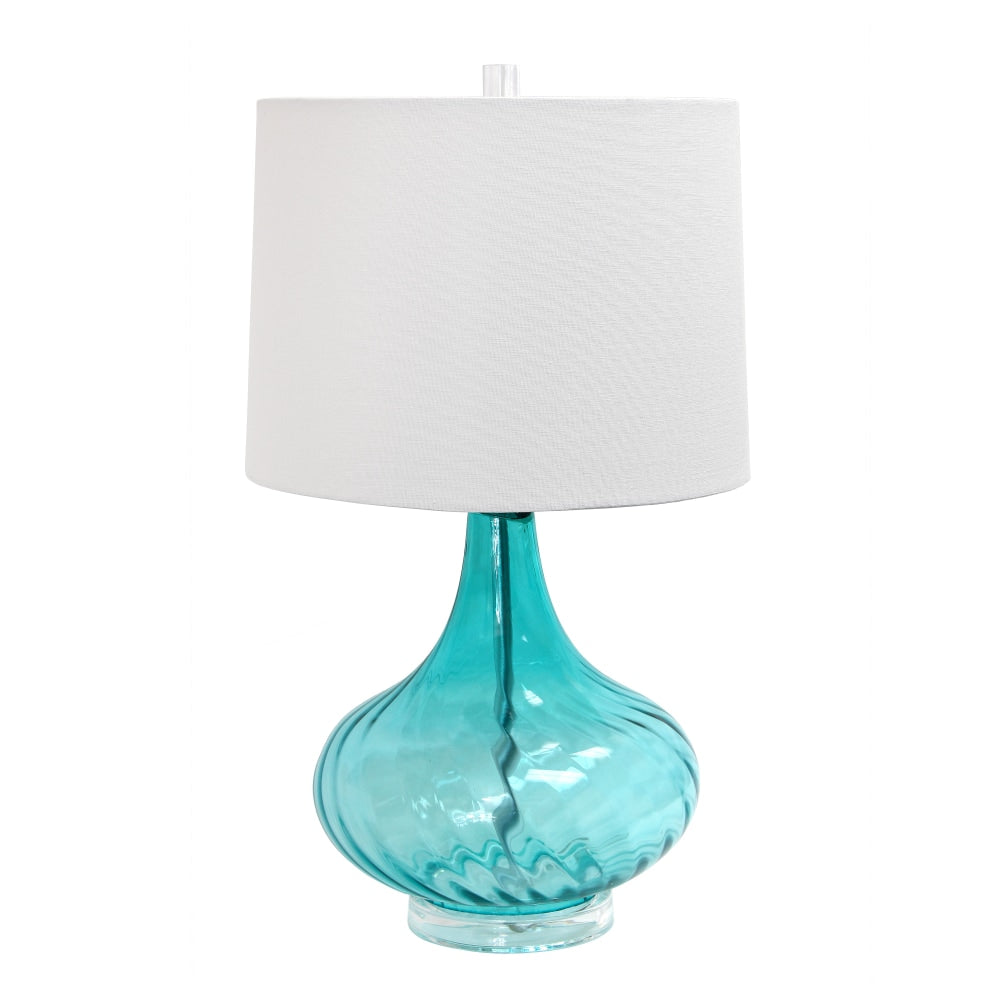 Elegant Designs Glass Table Lamp with Fabric Shade, 24inH, Light Blue