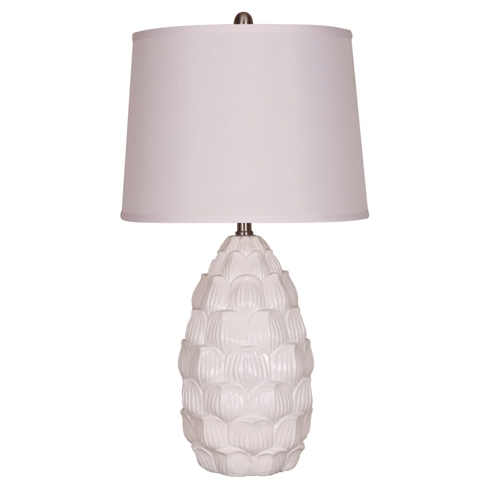 Elegant Designs Resin Table Lamp with Fabric Shade, 28inH, White