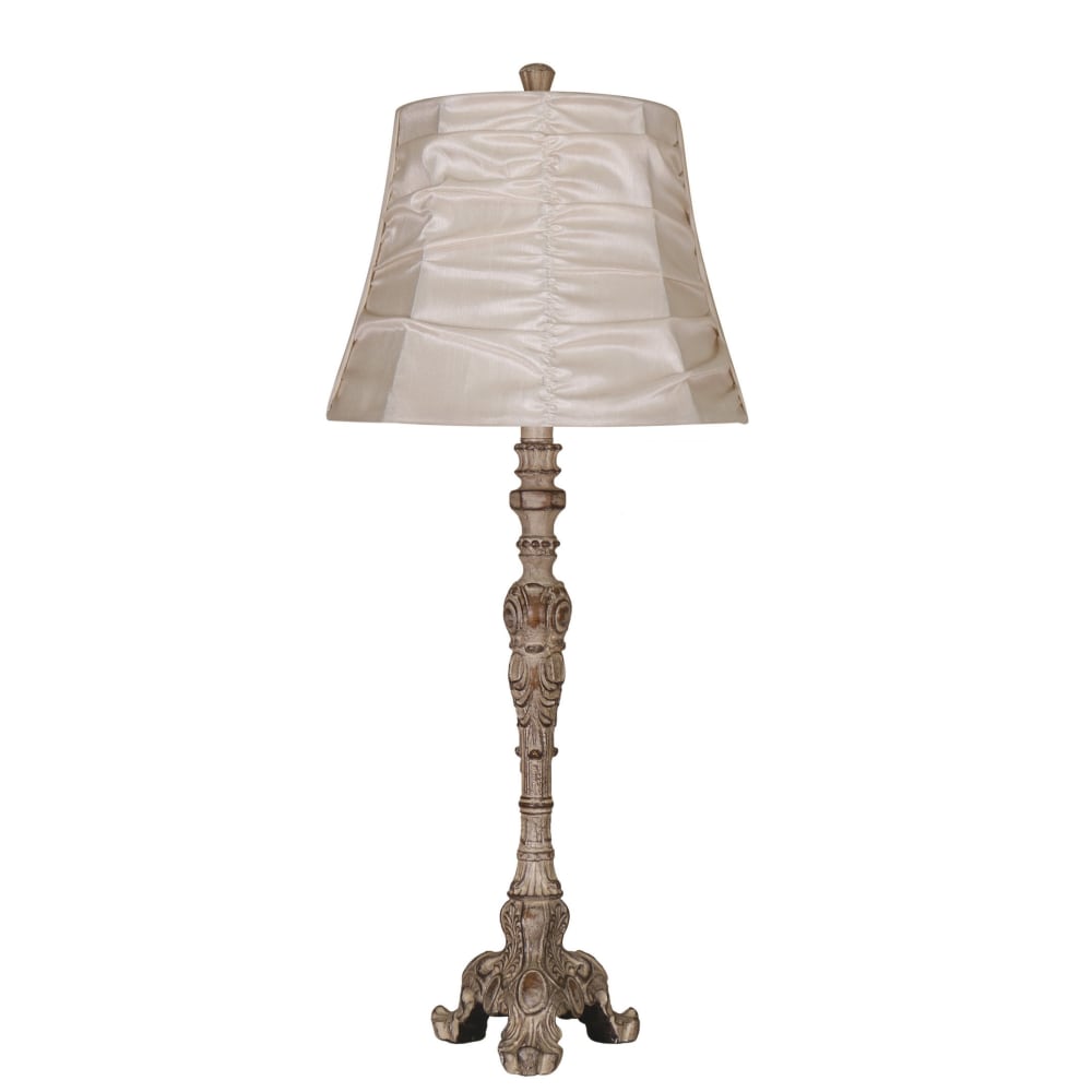 Elegant Designs Antique Style Buffet Table Lamp with Cream Ruched Shade, 31inH, Cream