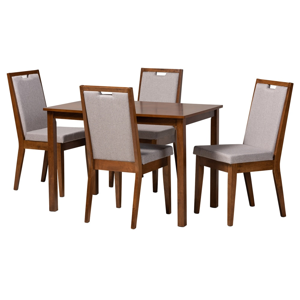 Baxton Studio Rosa 5-Piece Dining Set, Gray/Walnut Brown