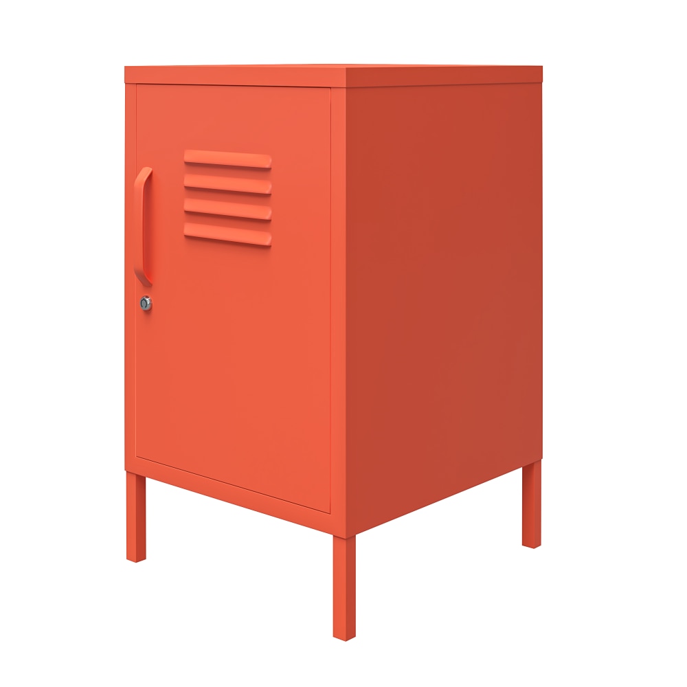 Ameriwood Home Cache Metal Locker End Table, 27-1/8inH x 15inW x 15-3/4inD, Orange