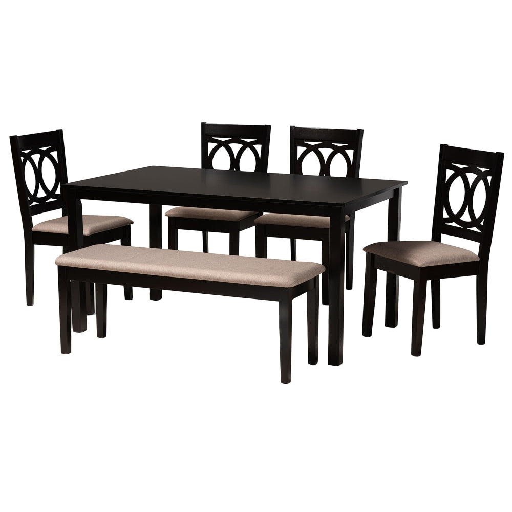 Baxton Studio Bennett Dining Set, 29-3/16inH x 59-1/16inW x 37-7/16inD, Sand/Dark Brown