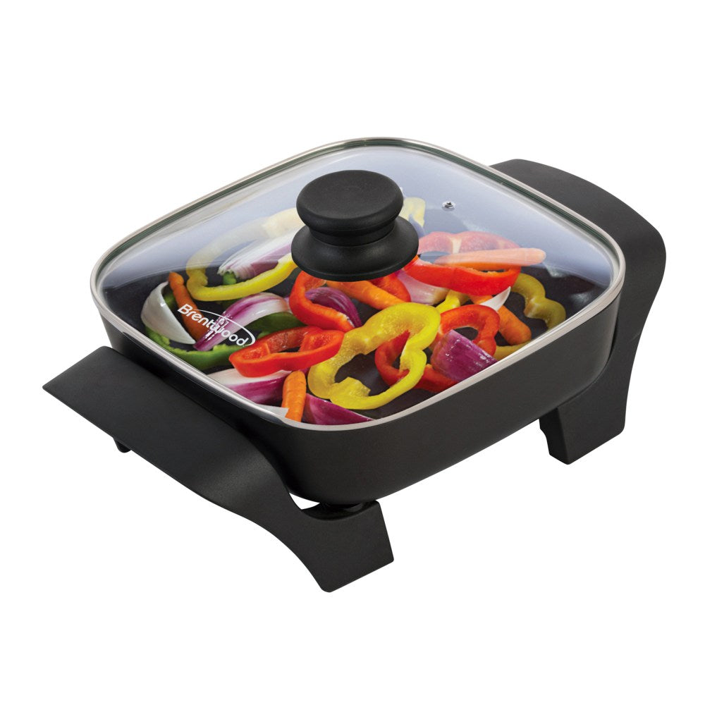 Brentwood Non-Stick Electric Skillet With Lid, 8in, Black