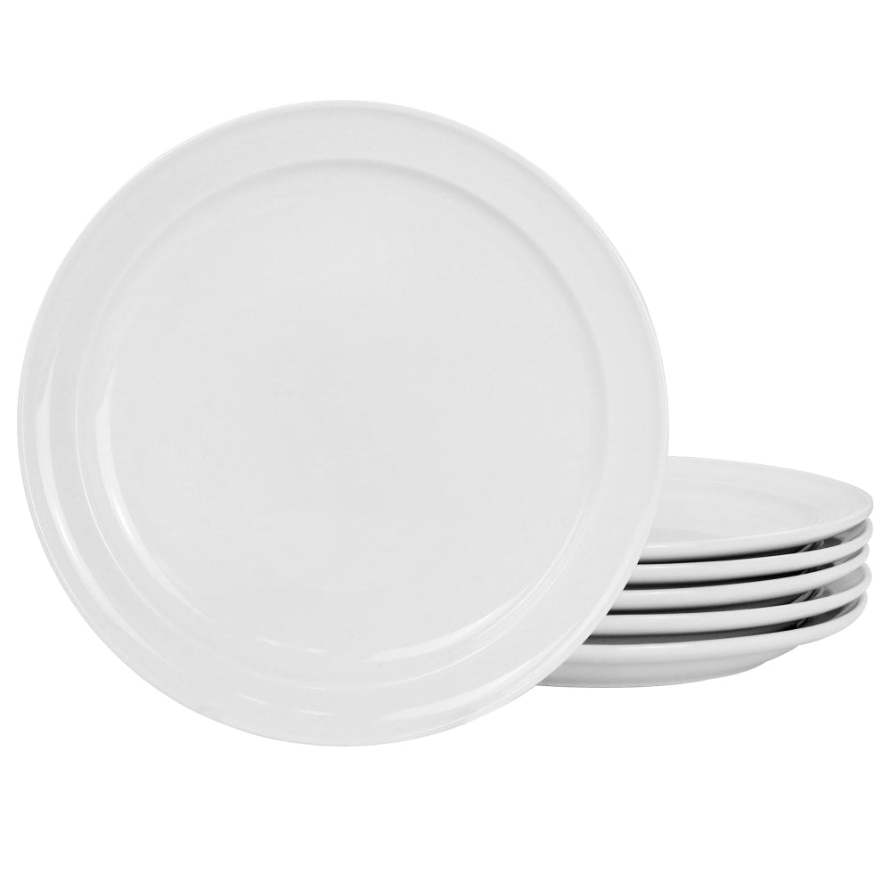 Martha Stewart 6-Piece Fine Ceramic Round Plate Set, 9in, White
