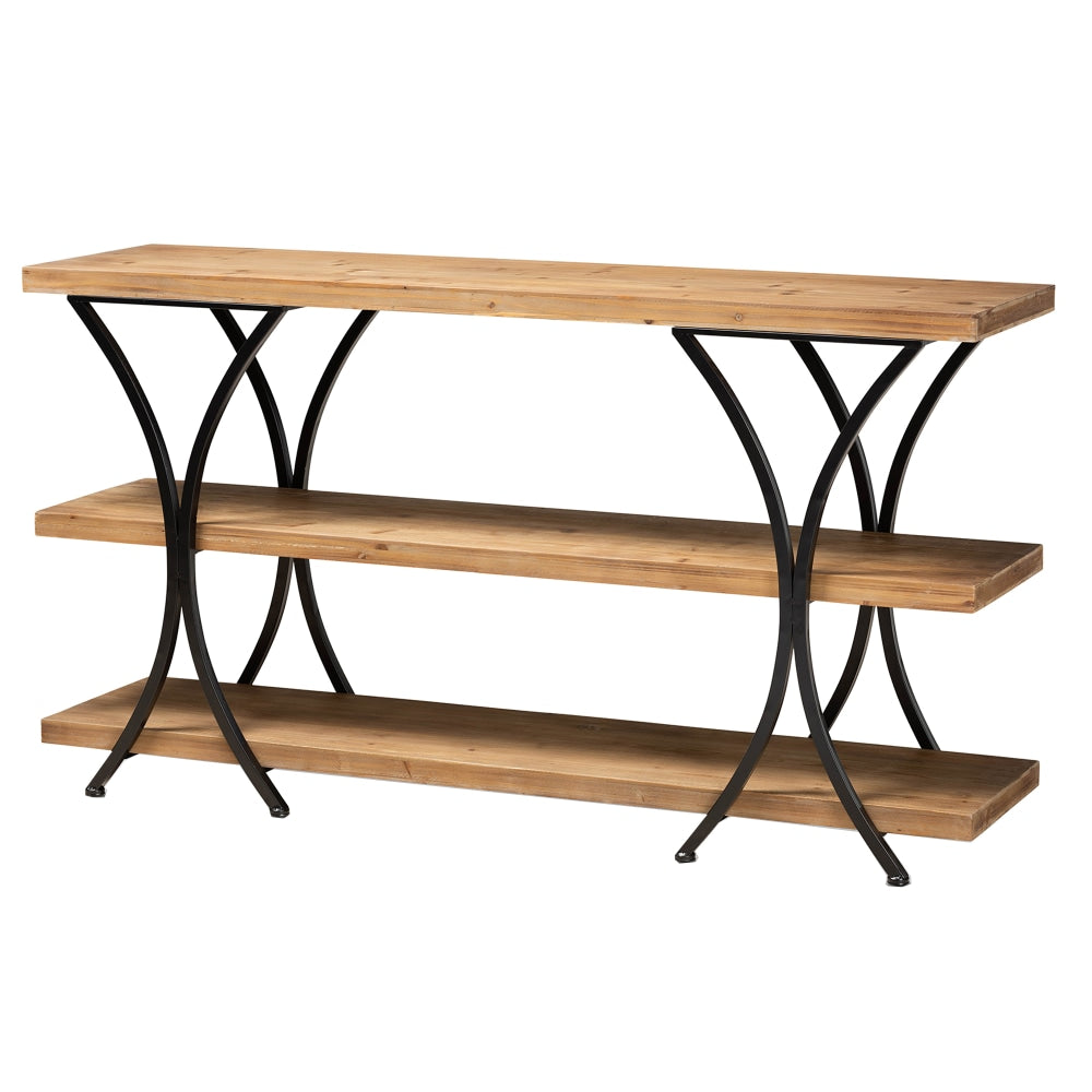Baxton Studio Modern Rustic And Industrial Console Table With 3 Shelves, 31-1/2inH x 59-13/16inW x 16-1/16inD, Natural Brown/Black