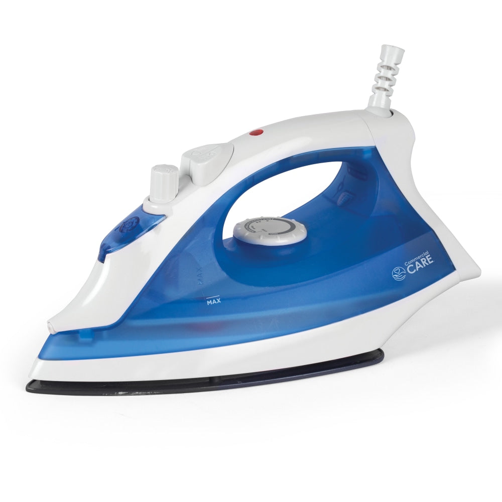 Commercial Care 1200W Steam Iron, 11-1/8inH x 5-9/16inW x 4-7/8inD, Blue