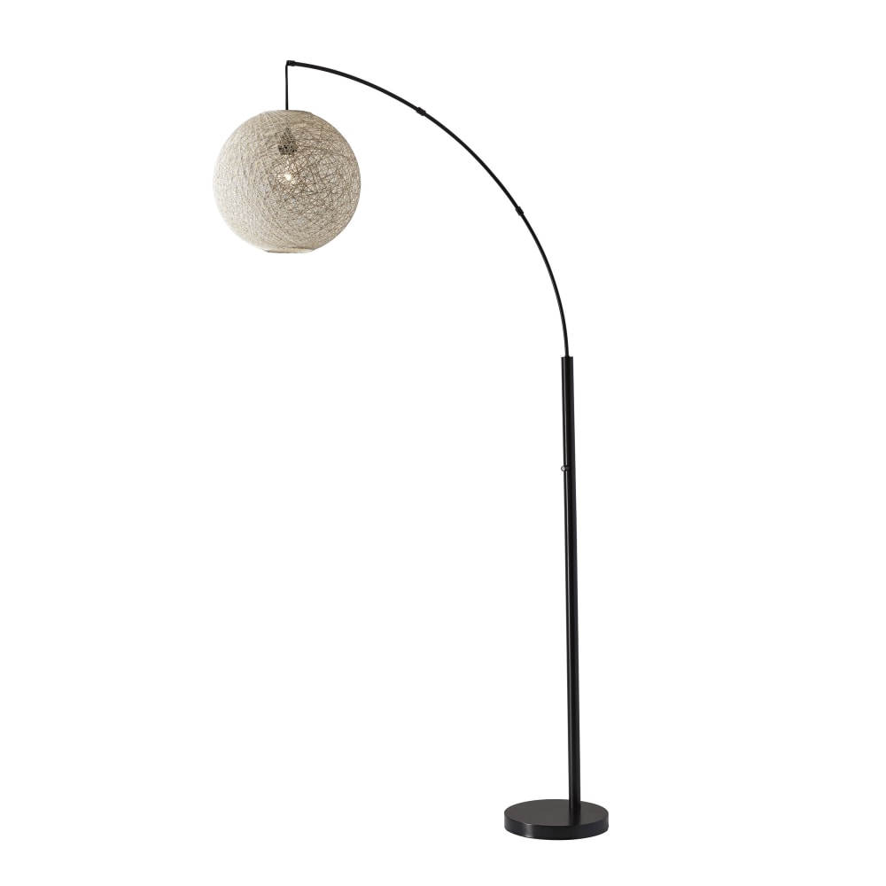 Adesso Havana Arc Lamp, 76-1/2inH, Cream Shade/Bronze Base