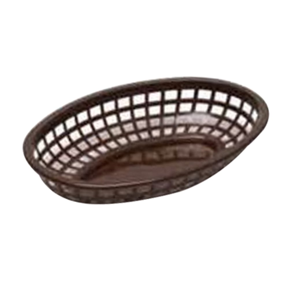 Tablecraft Oval Plastic Side Order Baskets, 1-7/8inH x 5-1/2inW x 7-3/4inD, Brown, Pack Of 12 Baskets